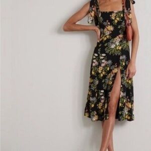 Reformation Black Floral Twilight Dress